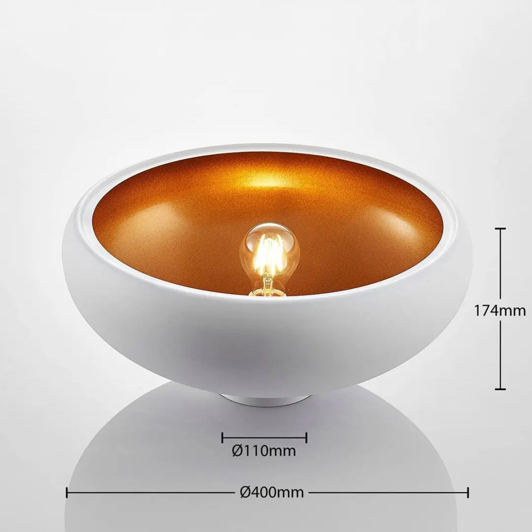Lindby Plafondlamp Metaal 40cm - Wit/Goud - E27