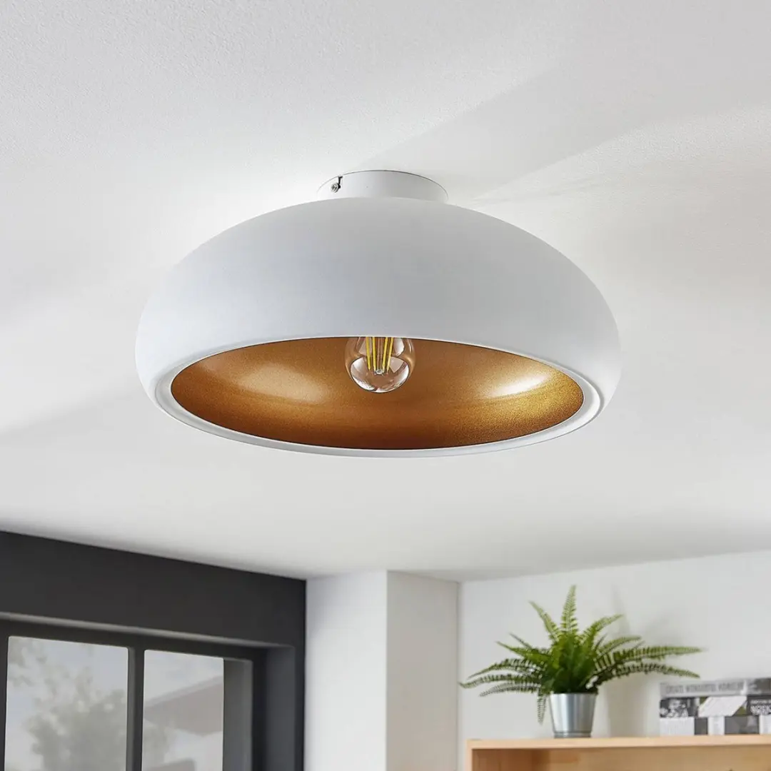 Lindby Plafondlamp Metaal 40cm - Wit/Goud - E27
