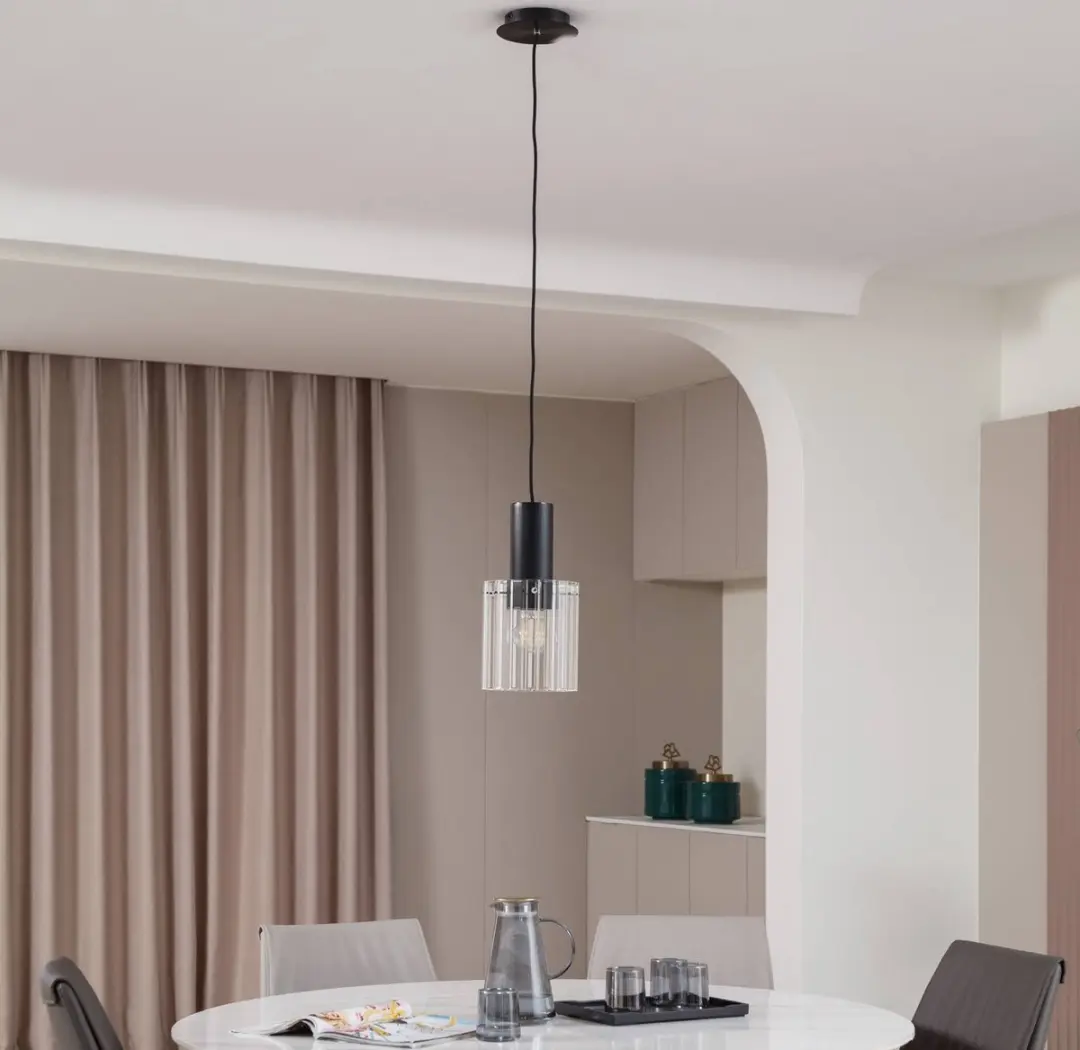 Lucande Hanglamp Glas Metaal 1 Licht E27 - 15W - Zwart