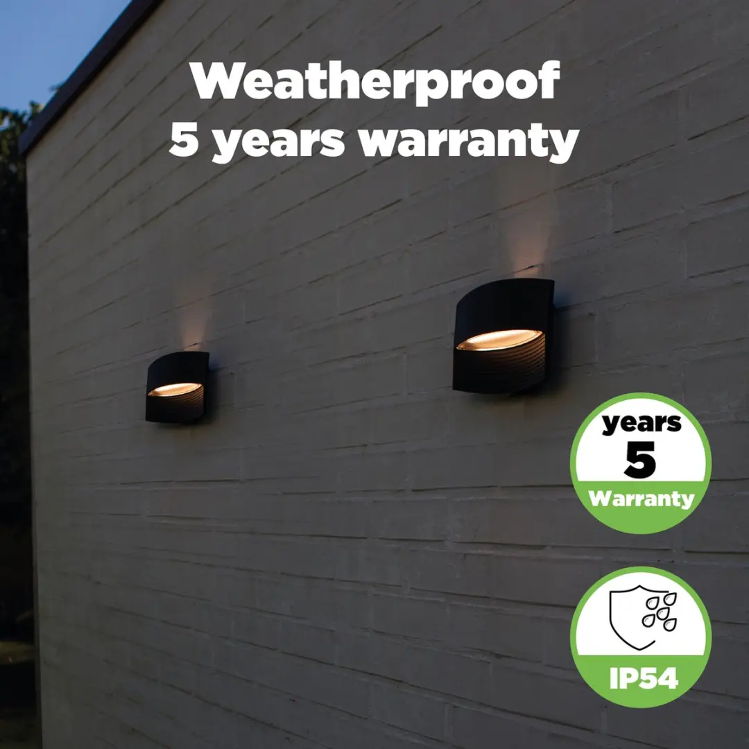 Lutec Lotus LED Wandlamp Mat Zwart - 2x580 Lm 3000K IP54