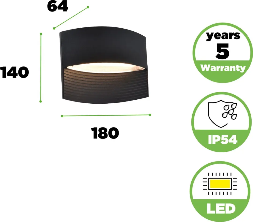 Lutec Lotus LED Wandlamp Mat Zwart - 2x580 Lm 3000K IP54