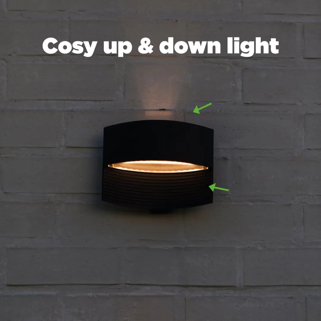 Lutec Lotus LED Wandlamp Mat Zwart - 2x580 Lm 3000K IP54