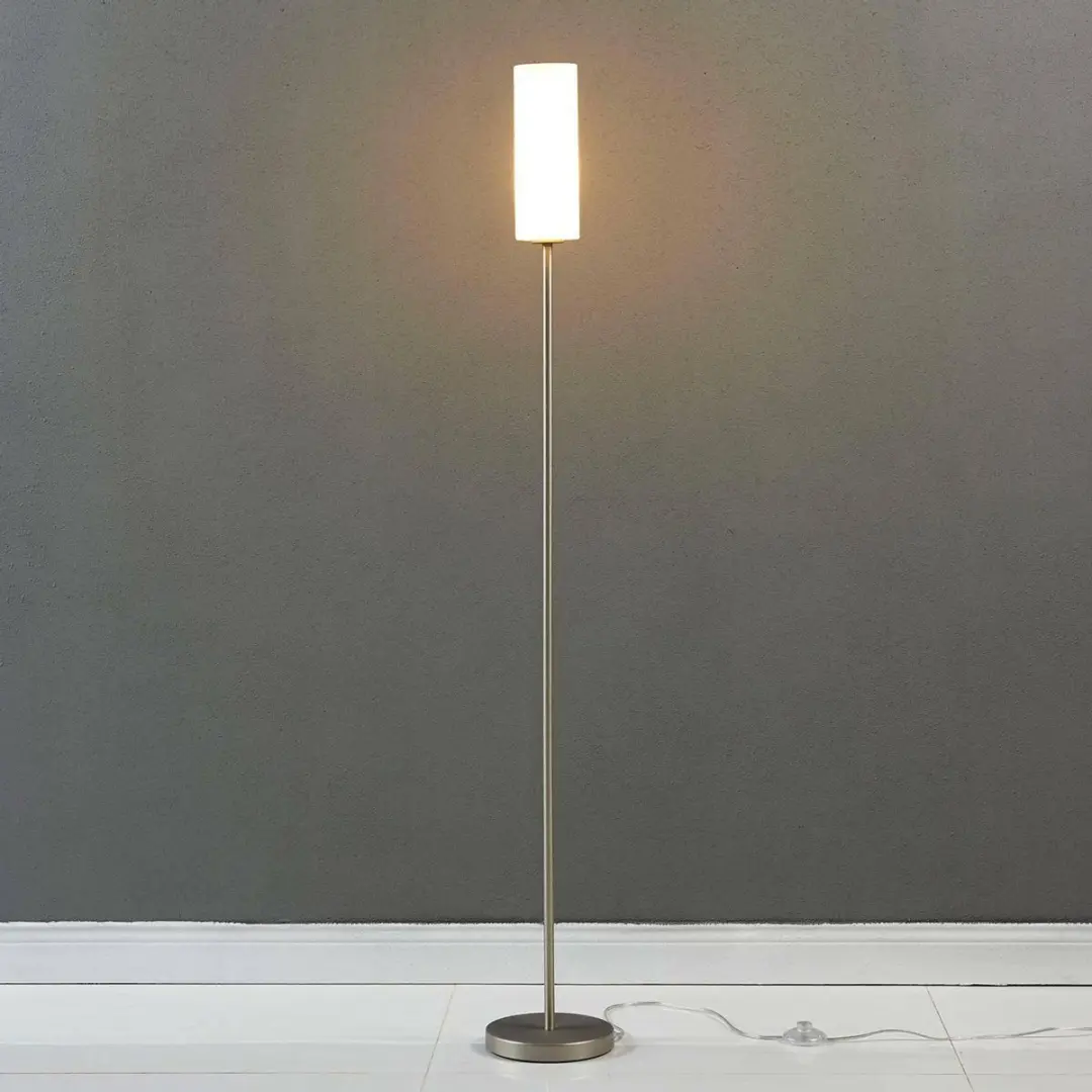Lindby Vloerlamp 1 Licht 153cm - Opaalwit/Nikkel Satijn - afbeelding 6 van 6