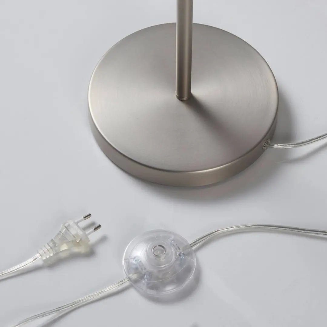 Lindby Vloerlamp 1 Licht 153cm - Opaalwit/Nikkel Satijn