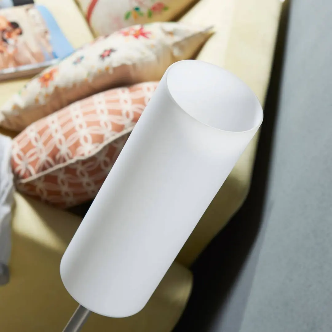 Lindby Vloerlamp 1 Licht 153cm - Opaalwit/Nikkel Satijn
