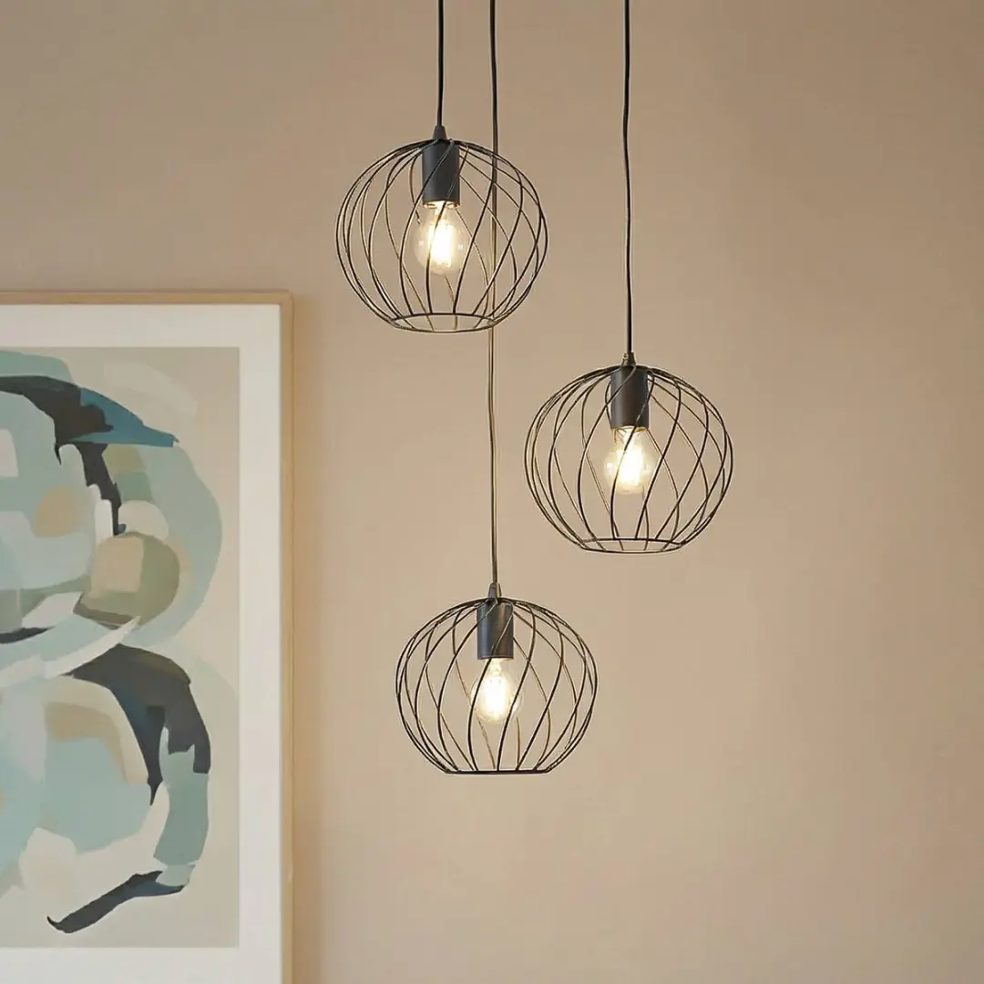 Lindby Hanglamp 3-Lichts Metaal - Zwart