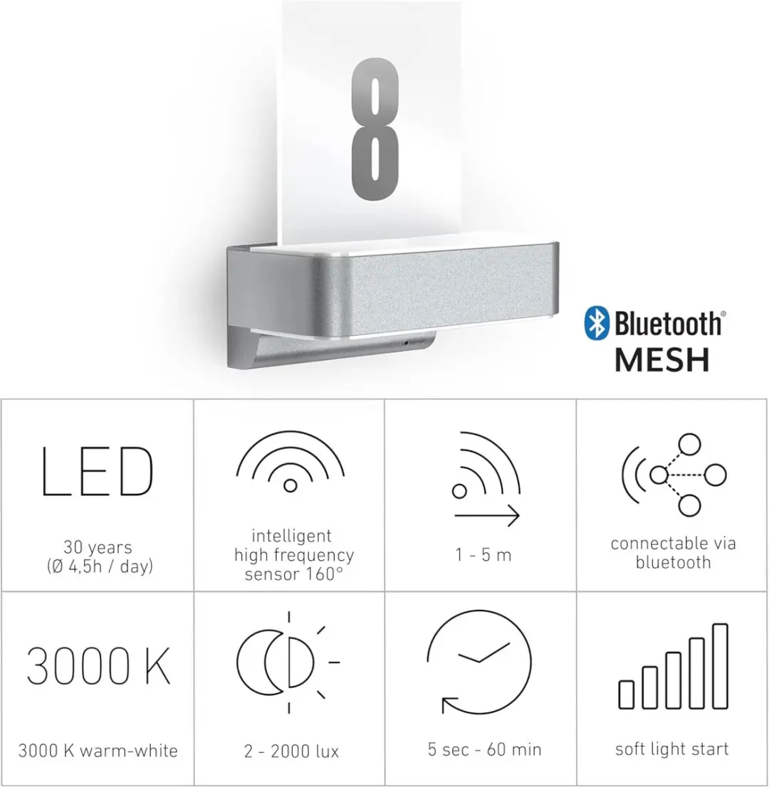 Steinel L 820 SC Connect LED Huisnummerlamp - 9,8W 3000K Zilver