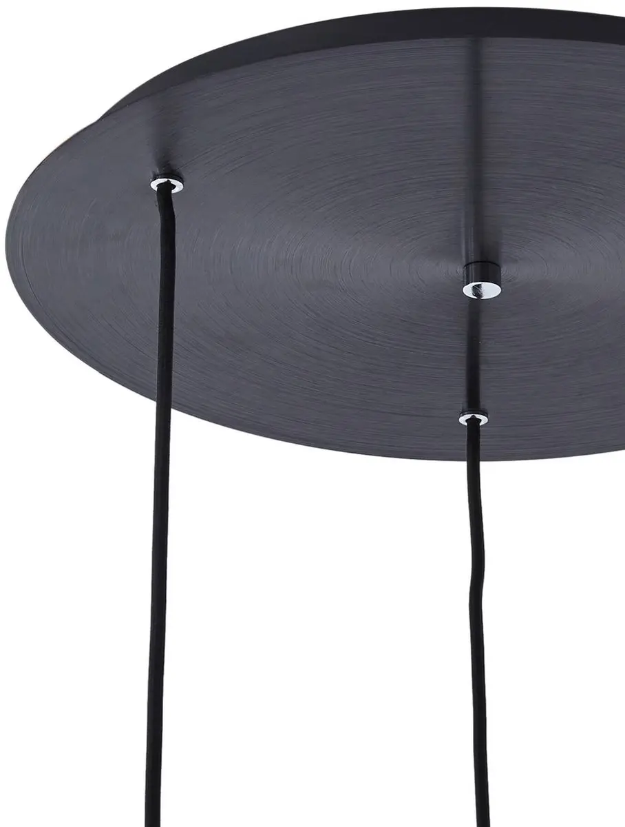 Lucande Hanglamp 3-Lichts Glas Metaal - 18cm Ø - Zwart