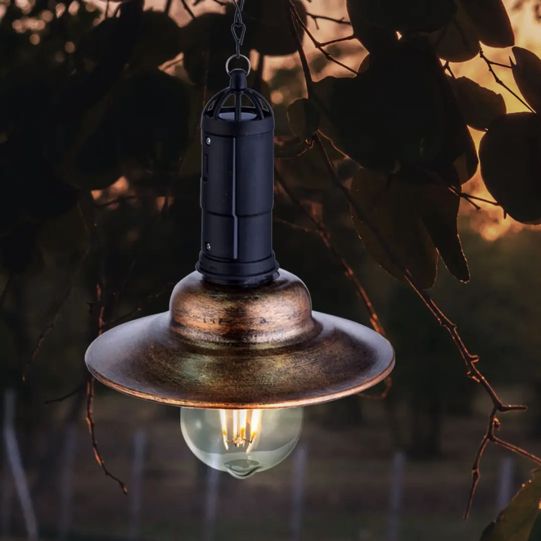 Globo LED Solarlamp Hanglamp Industriële Buitenlamp - 2 Stuks - Brons - 3500K - afbeelding 6 van 6