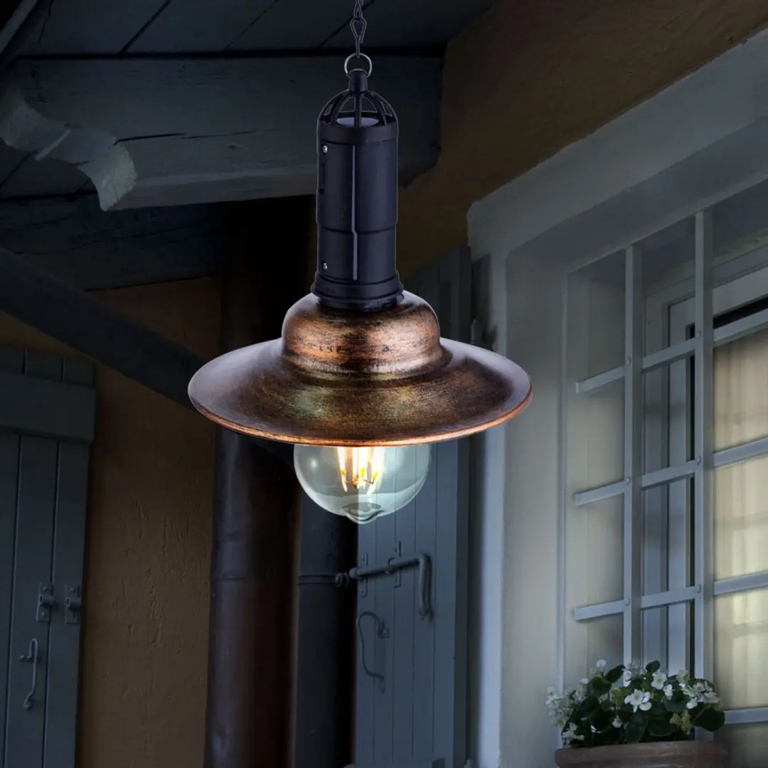 Globo LED Solarlamp Hanglamp Industriële Buitenlamp - 2 Stuks - Brons - 3500K