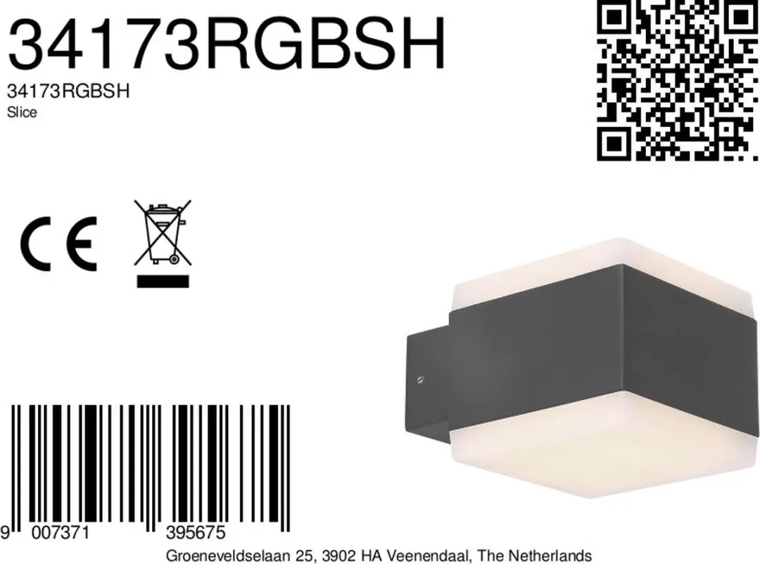 Globo Slice Wandlamp 34173RGBSH - Antraciet