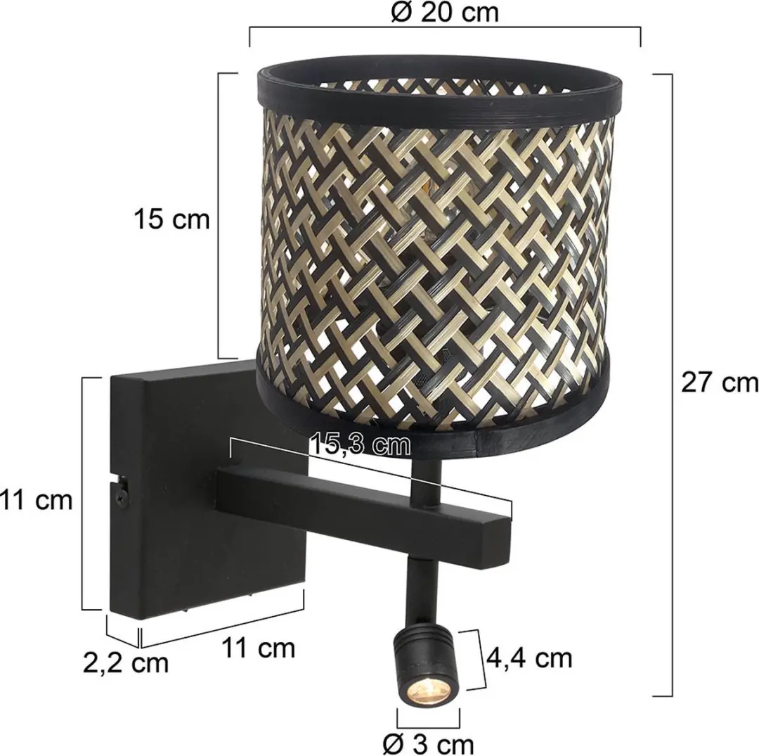 Steinhauer Wandlamp Stang 3701ZW - 2 Lichtpunten - Ø10cm - Beige/Zwart