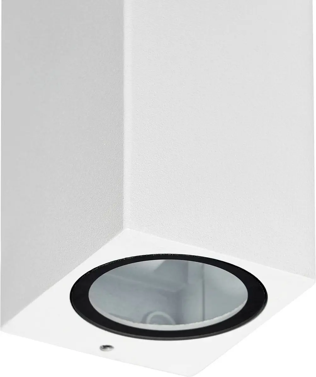 PRIOS Wandlamp Buiten 2-Lichts Aluminium Glas H16cm GU10 Wit - afbeelding 6 van 6