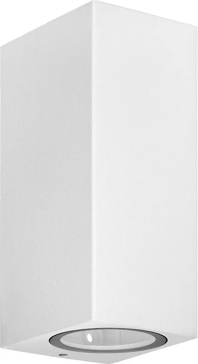 PRIOS Wandlamp Buiten 2-Lichts Aluminium Glas H16cm GU10 Wit