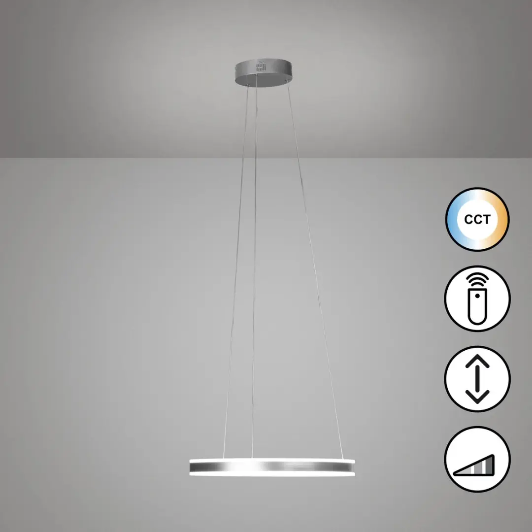 Fischer & Honsel Sirko Hanglamp - 40W LED - Ø50cm - Zilver