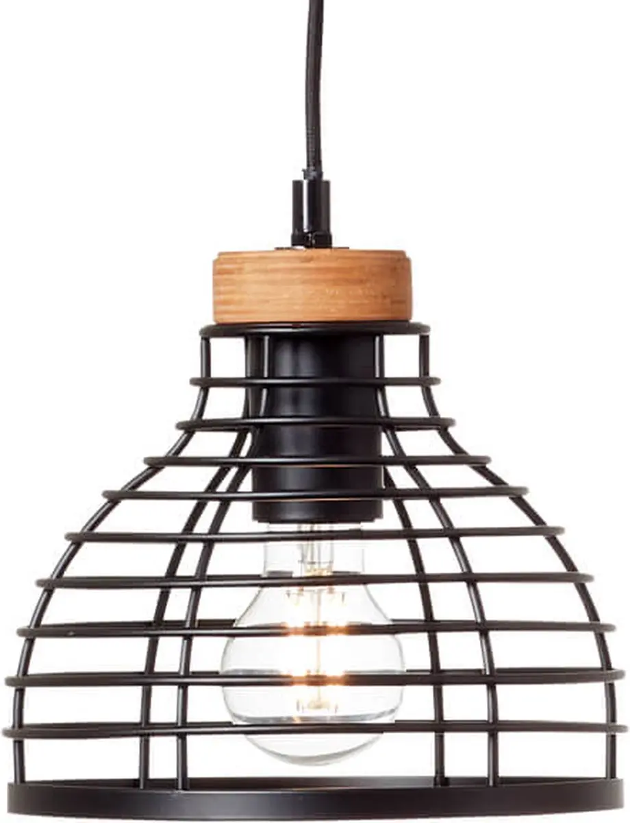 Brilliant Avia Hanglamp E27 - 3x52W - Zwart/Hout