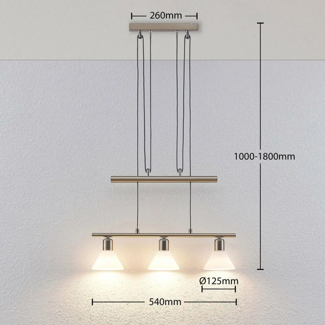 Lindby Delira+ Hanglamp 3-lichts - 14,5 cm - Wit/Nikkel