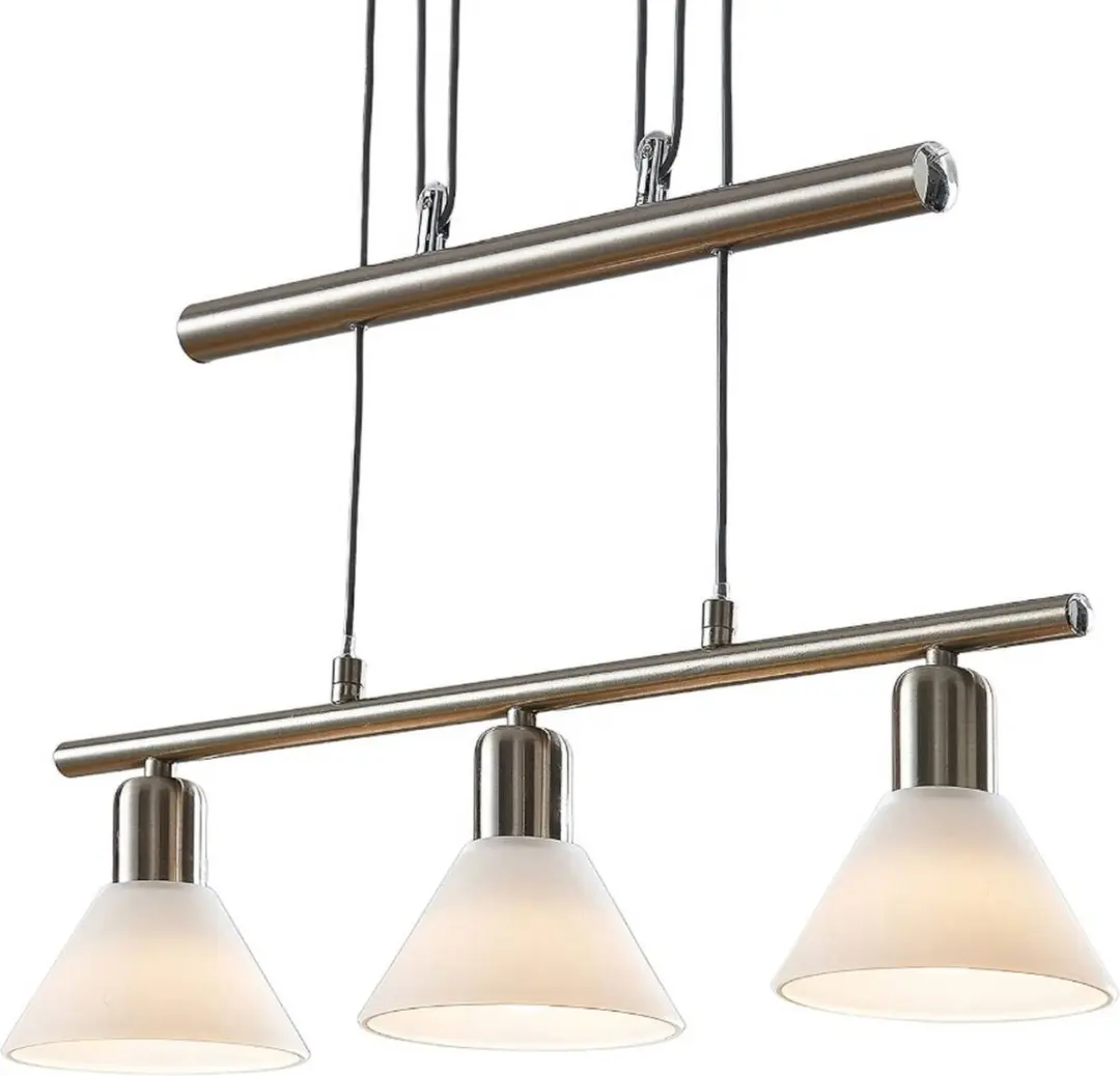 Lindby Delira+ Hanglamp 3-lichts - 14,5 cm - Wit/Nikkel