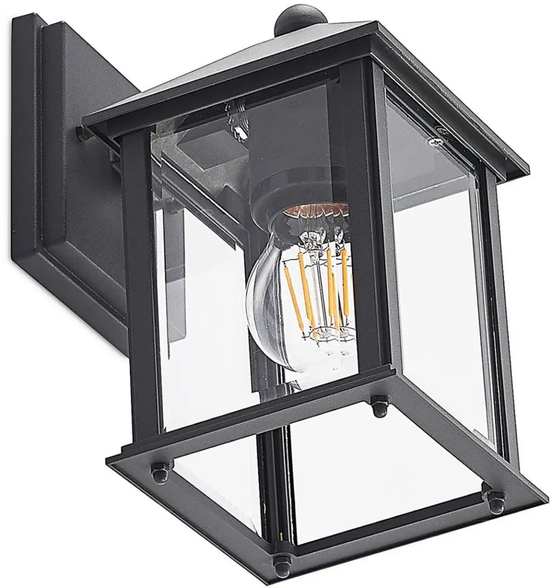 Lindby Wandlamp Buiten Aluminium Glas 1 Licht - Antraciet