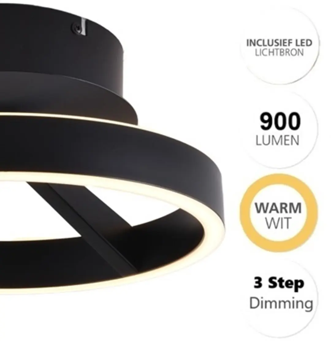 Freelight Pilota Plafondlamp Ø30cm - Zwart