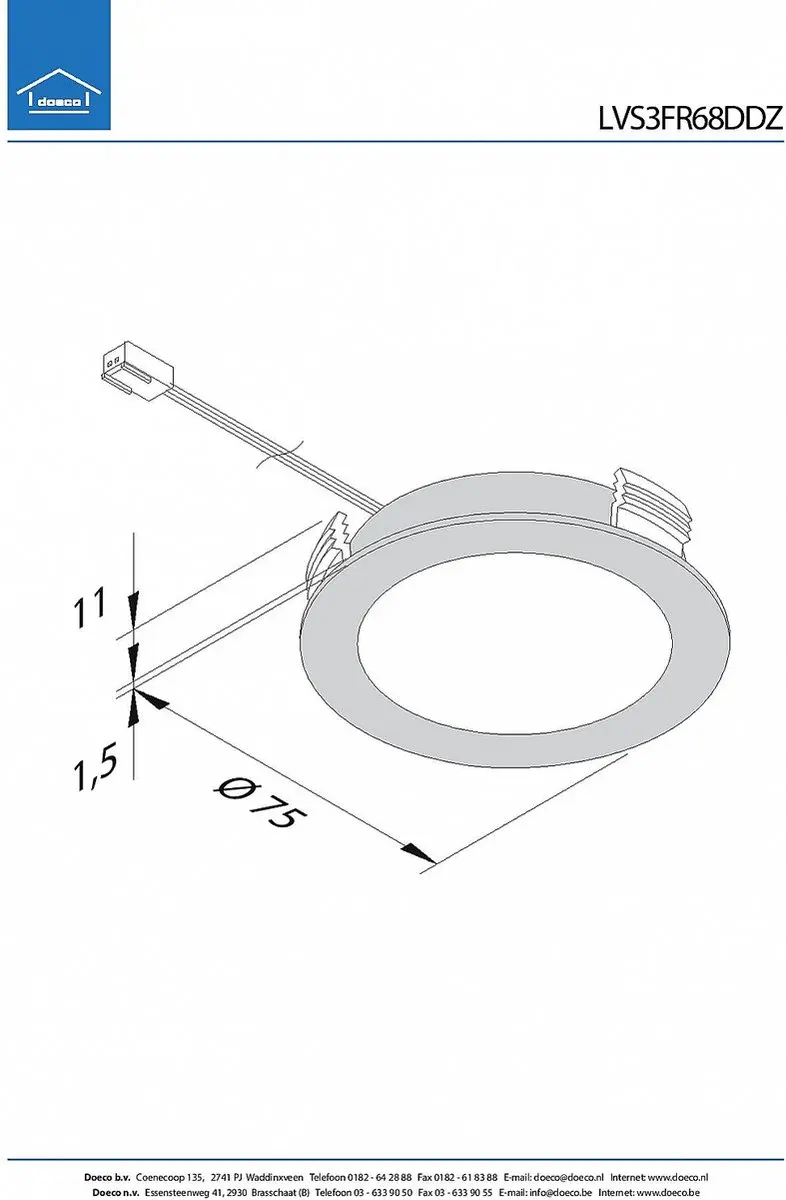 Hera FR-68 Dynamic LED Inbouwspots 24V - 3 Stuks - Zwart