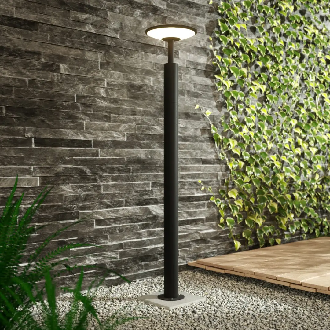 Lucande LED Buitenlamp 12W - Antraciet/Opaal