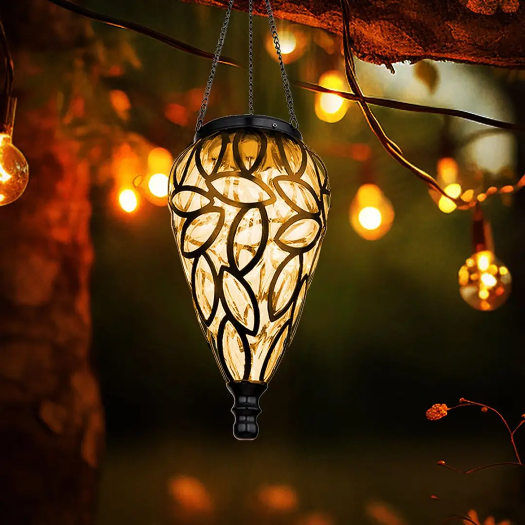 Globo Hanglamp Solarlamp Druppel Design - 16x LED 3200K - Zwart