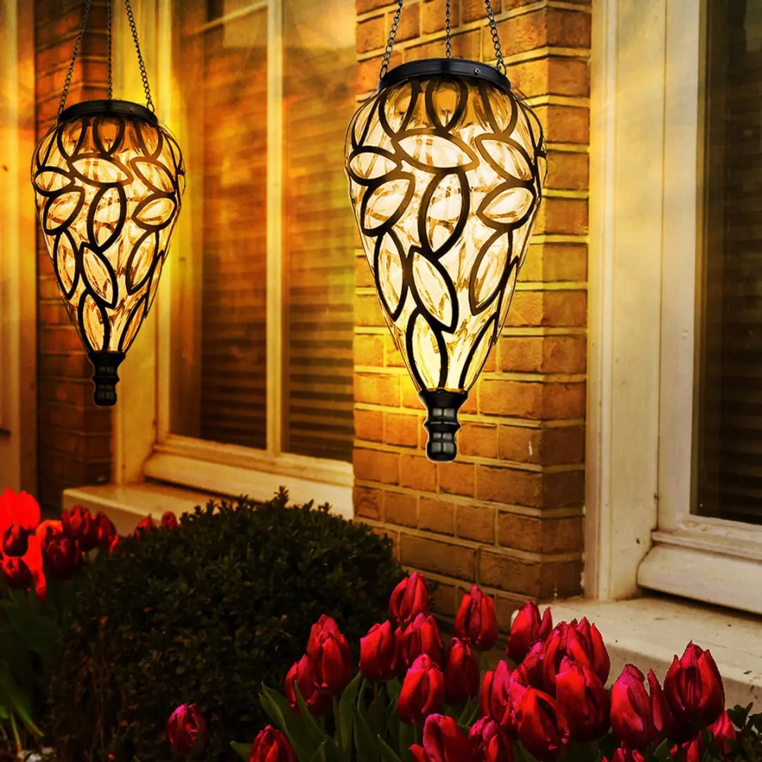 Globo Hanglamp Solarlamp Druppel Design - 16x LED 3200K - Zwart - afbeelding 6 van 6