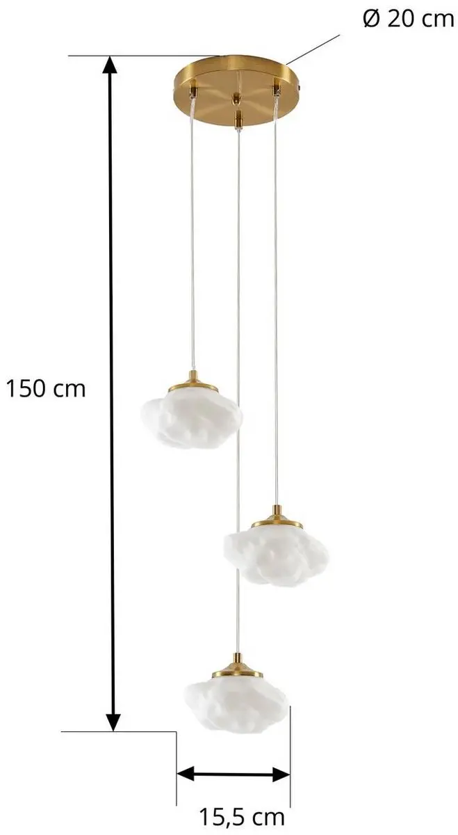 Lindby Hanglamp 3-lichts G9 - Wit/Messing
