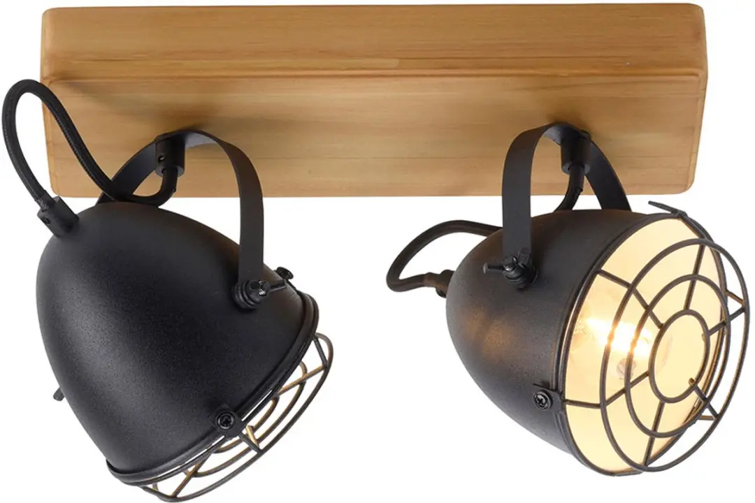 Just Light Plafondlamp 2-lichts Landhuis - 30,5x17x20cm - Bruin