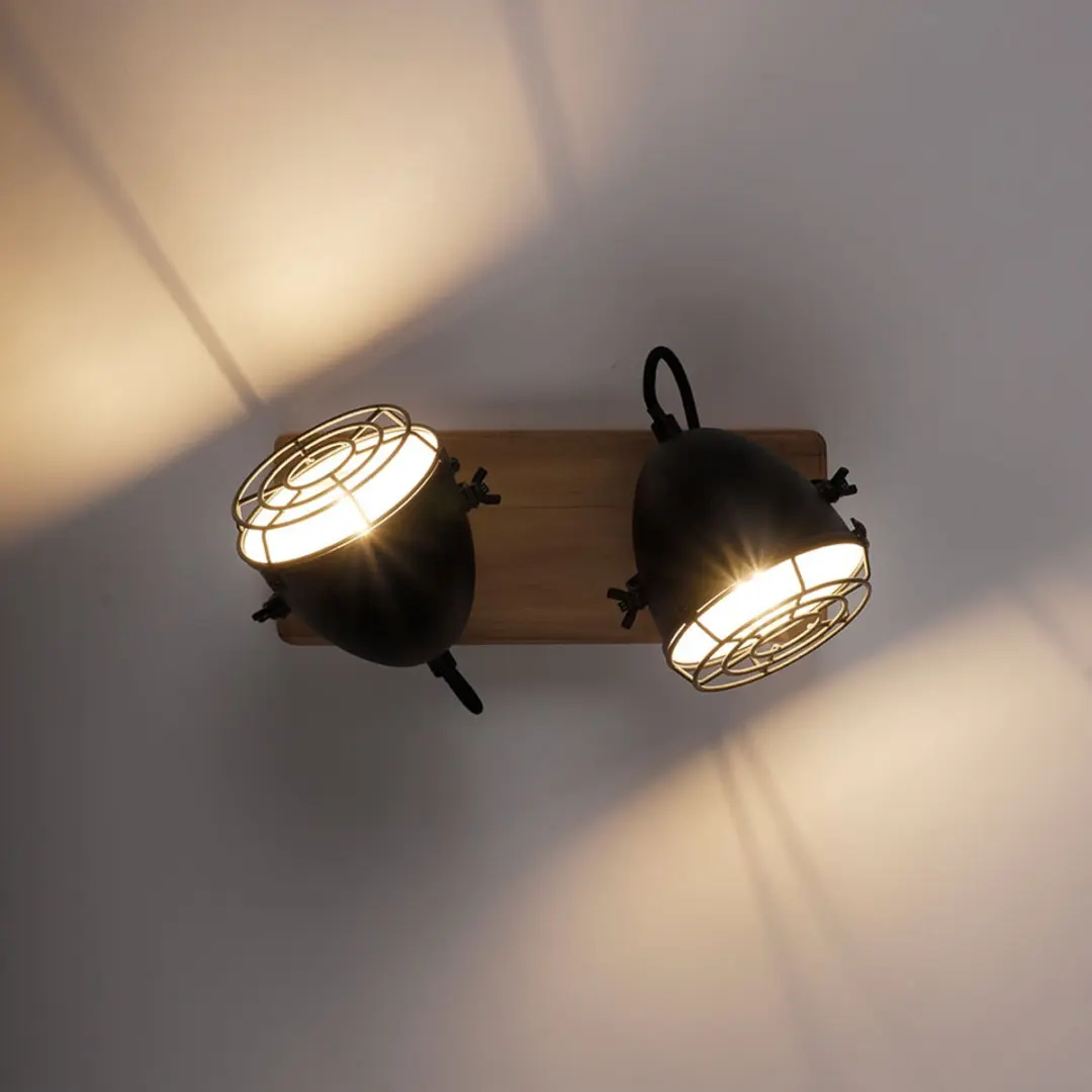 Just Light Plafondlamp 2-lichts Landhuis - 30,5x17x20cm - Bruin