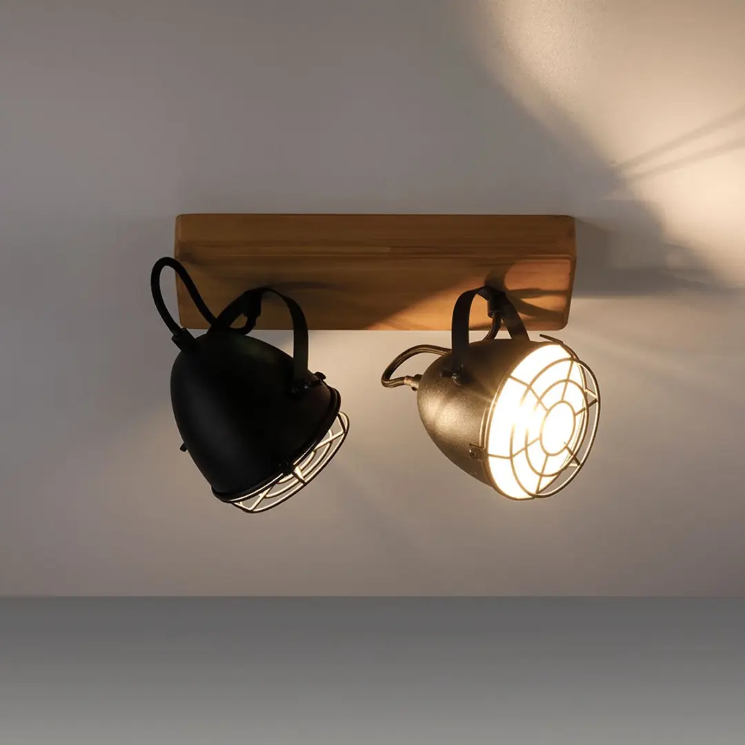 Just Light Plafondlamp 2-lichts Landhuis - 30,5x17x20cm - Bruin - afbeelding 6 van 6