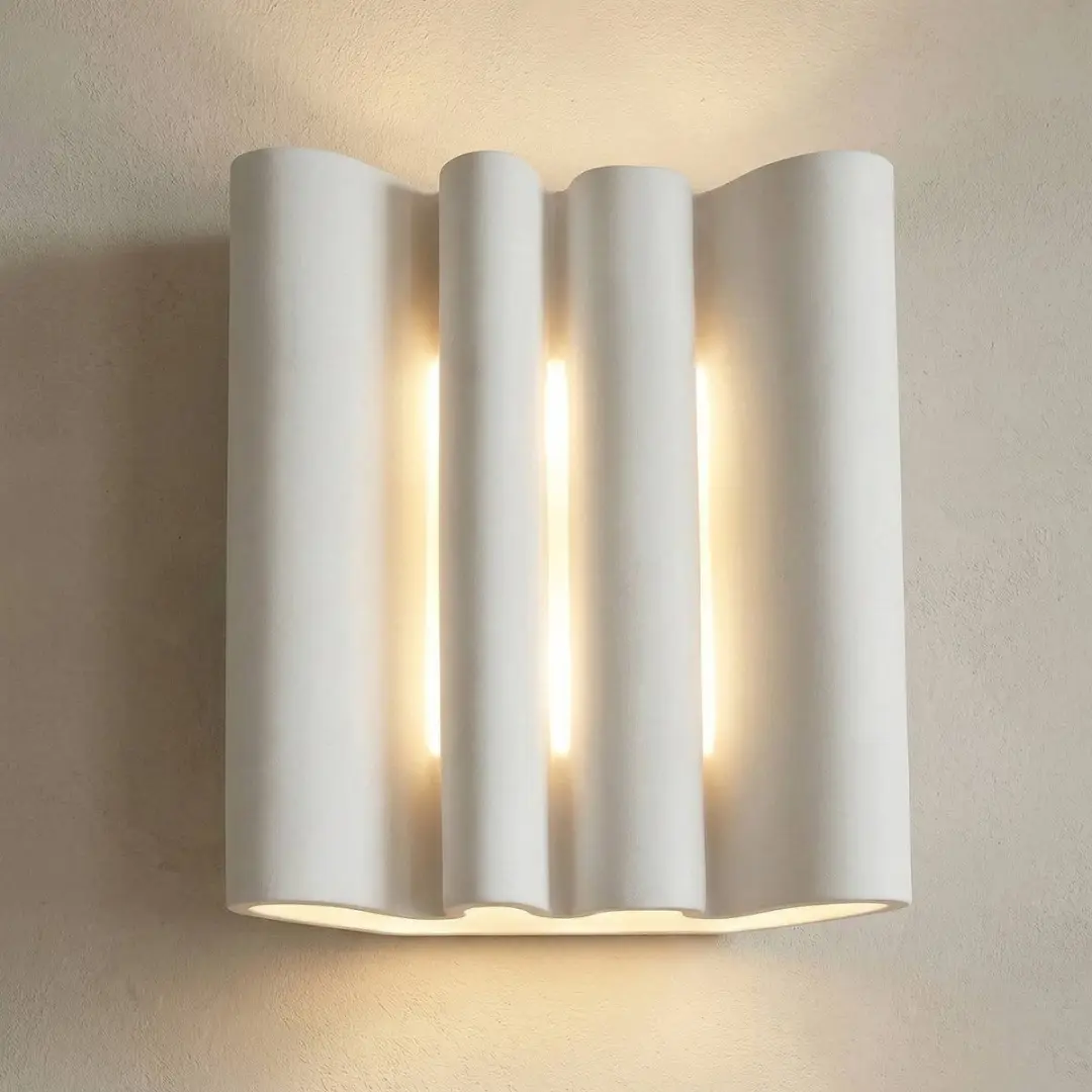 Lindby Wandlamp 2 Lichtpunten Gips Metaal H25.7cm G9 Wit