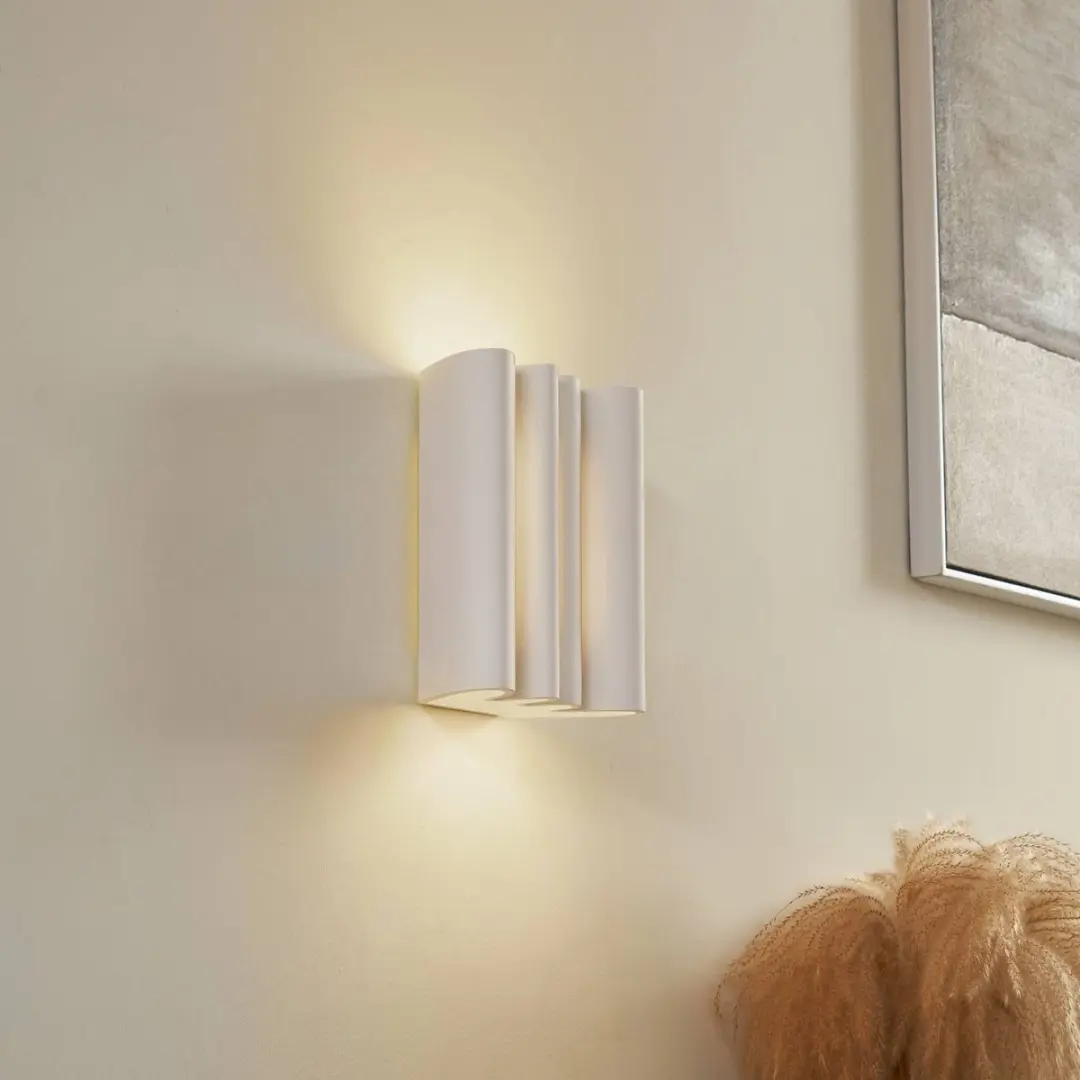 Lindby Wandlamp 2 Lichtpunten Gips Metaal H25.7cm G9 Wit