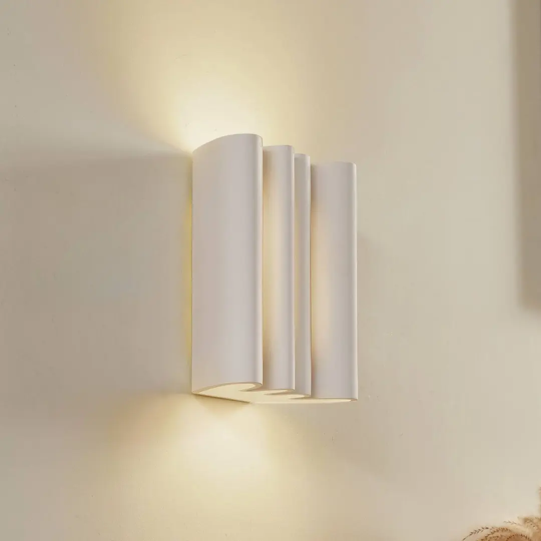 Lindby Wandlamp 2 Lichtpunten Gips Metaal H25.7cm G9 Wit