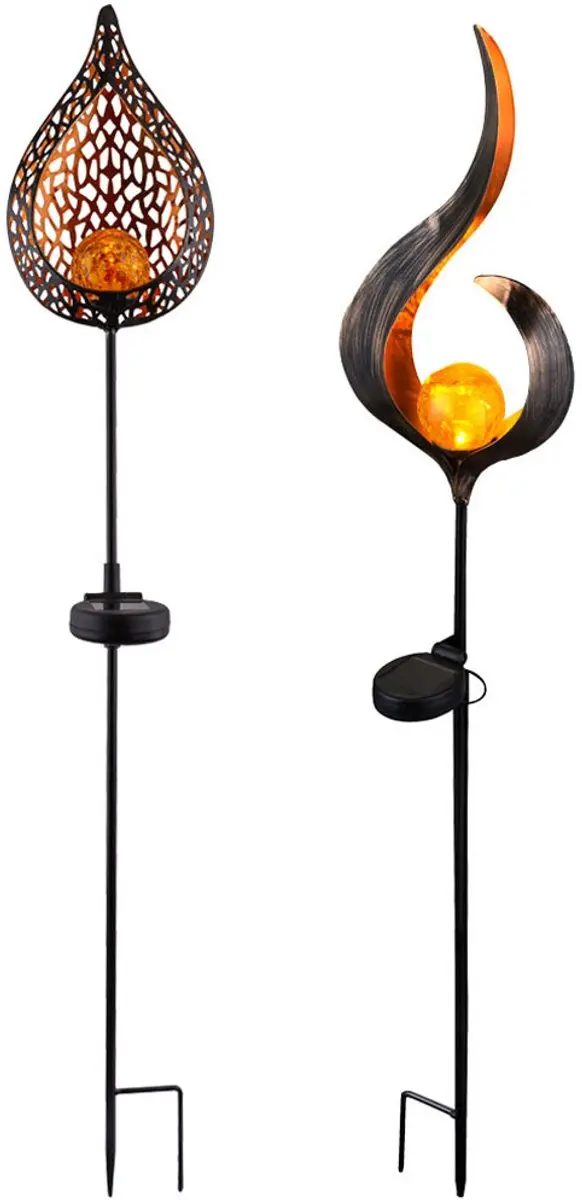 Globo Tuindecoratie Solarlamp Steeklamp Vlamdesign