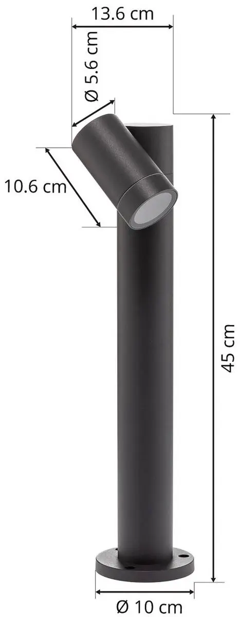 PRIOS Sokkellamp GU10 8W - Donkergrijs