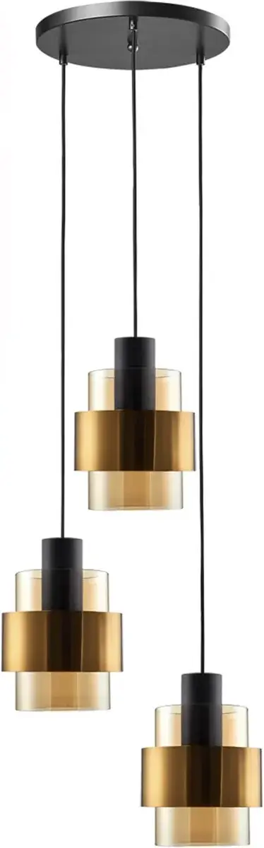 Freelight Hanglamp Chiasso 3 Lichts Ø35cm - Zwart/Goud