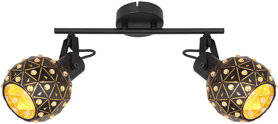 Globo Plafondlamp 2-lichts Metaal Zwartgoud - 2x E27