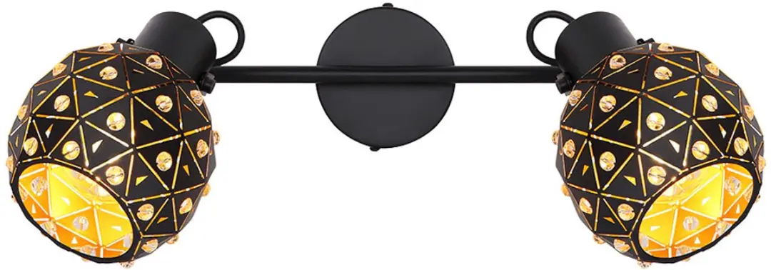 Globo Plafondlamp 2-lichts Metaal Zwartgoud - 2x E27 - afbeelding 6 van 6