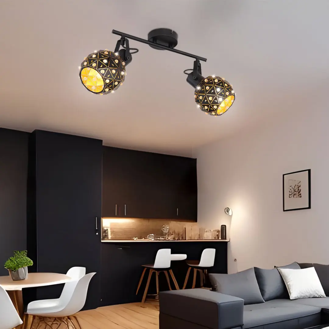 Globo Plafondlamp 2-lichts Metaal Zwartgoud - 2x E27