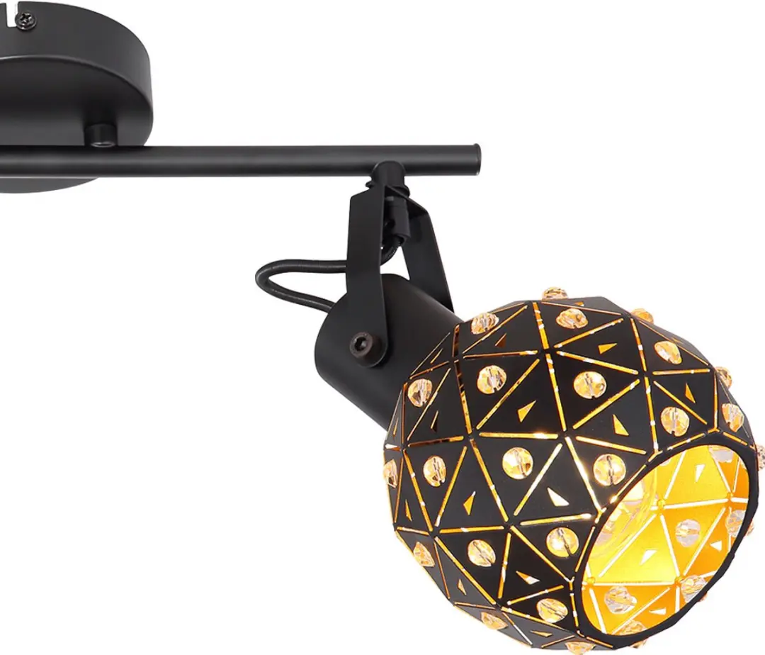 Globo Plafondlamp 2-lichts Metaal Zwartgoud - 2x E27