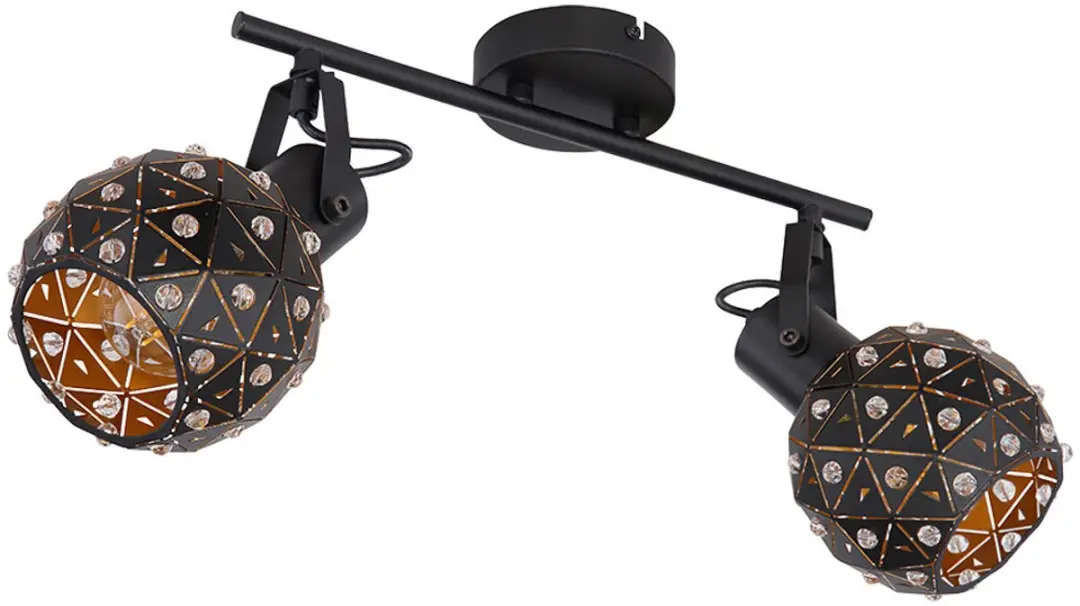 Globo Plafondlamp 2-lichts Metaal Zwartgoud