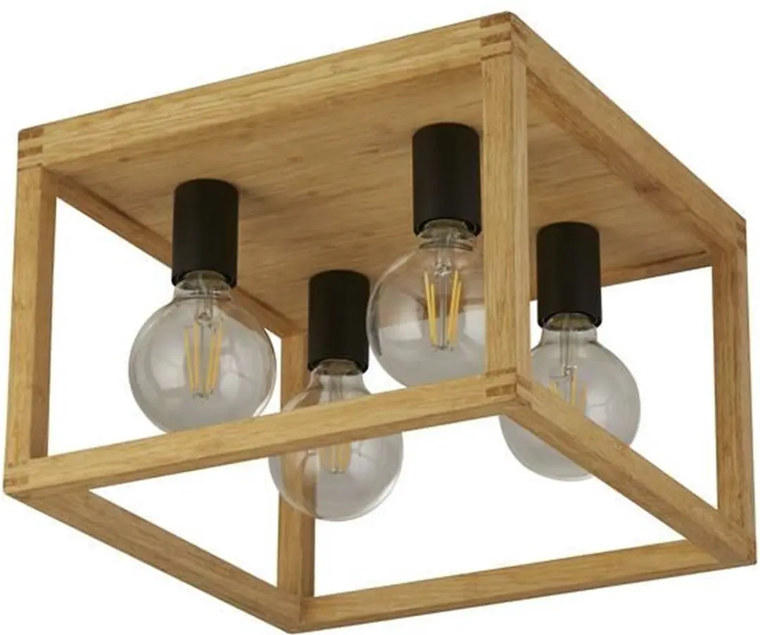 Searchlight Plafondlamp Square Hout 4x10W - Bruin