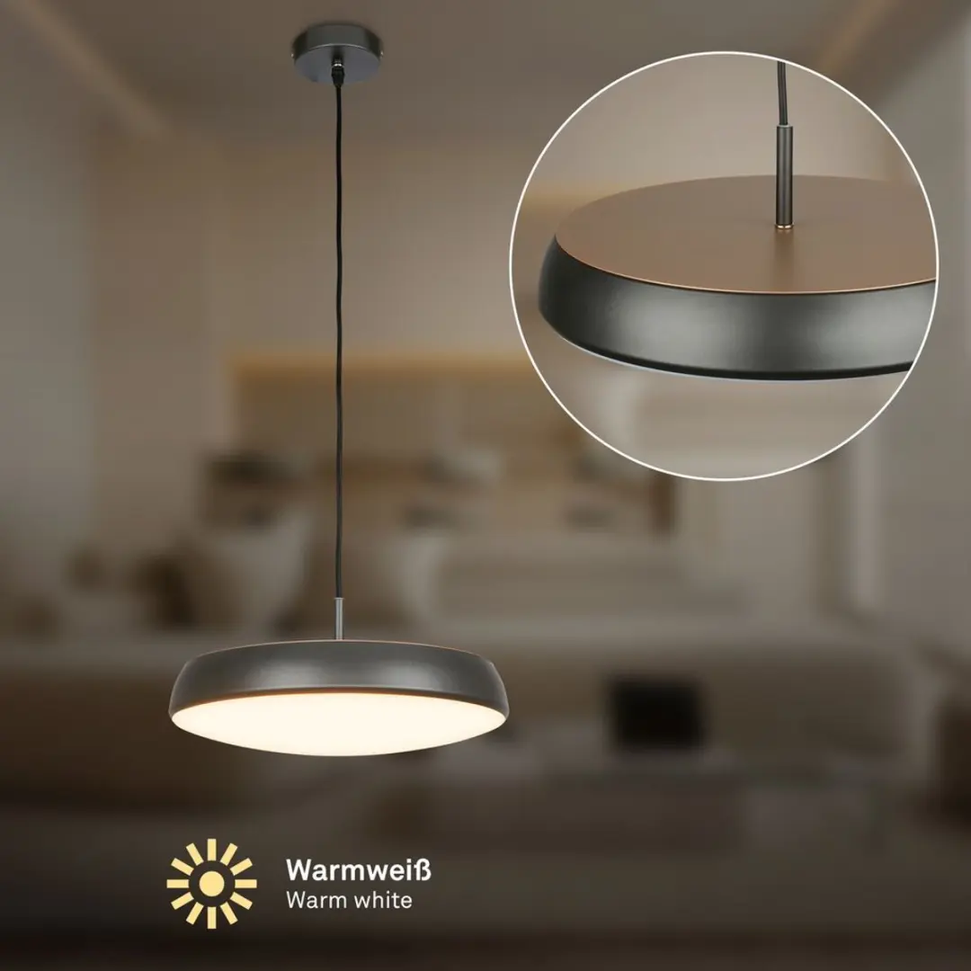 Briloner Nala LED Hanglamp - Ø35x120cm - Antraciet/Brons