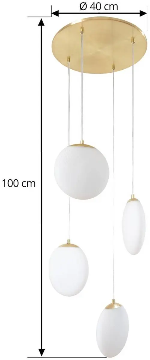 Lucande Hanglamp 4-Lichts Glas Messing - G9 8W - Wit/Messing