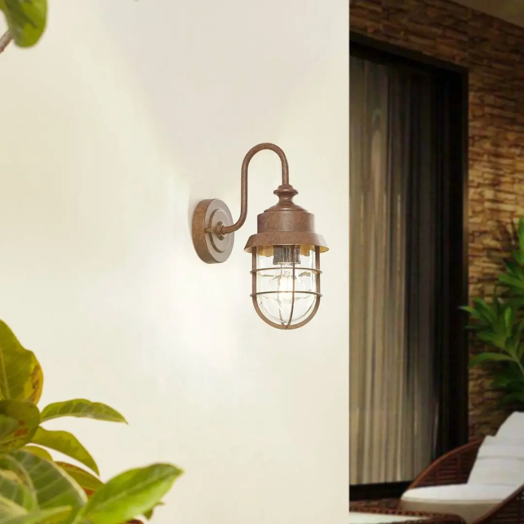 Lindby Wandlamp Buiten Roestkleurig Glas E27