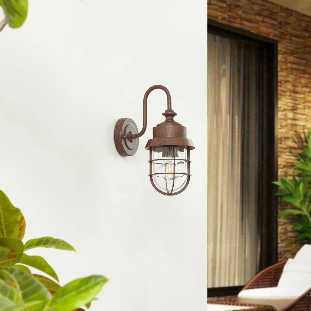 Lindby Wandlamp Buiten Roestkleurig Glas E27