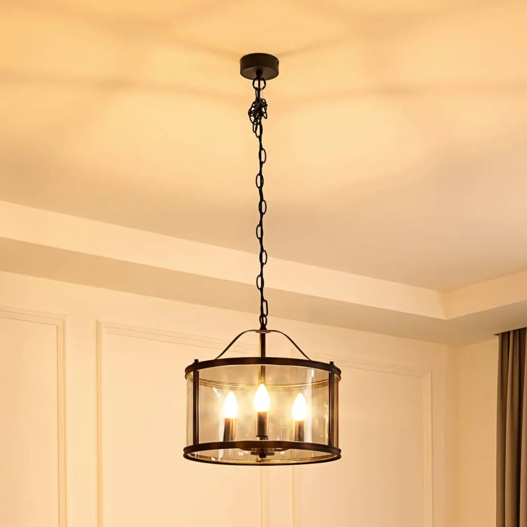 Lucande Hanglamp 3-Lichts E14 - Zwart/Transparant
