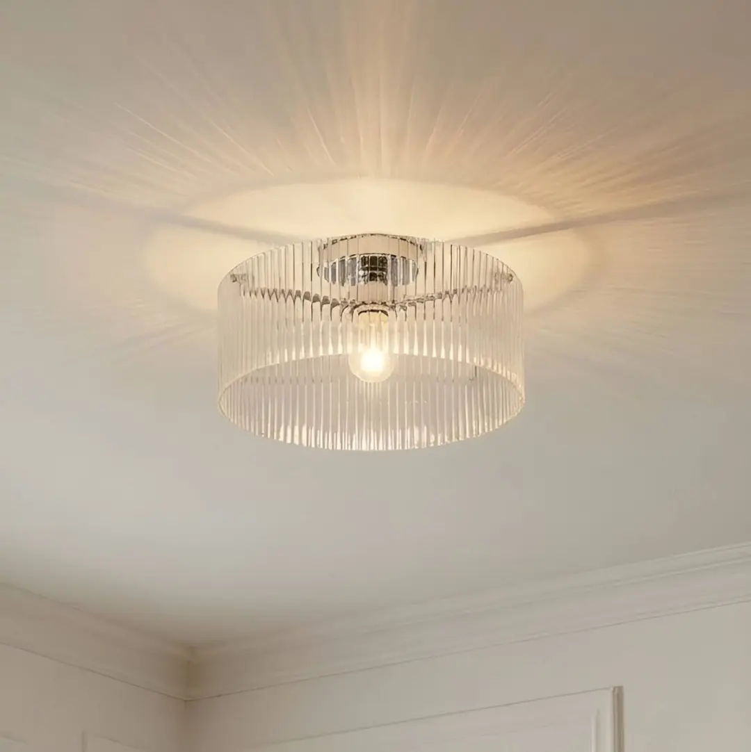Lucande Plafondlamp 1 Licht E27 - Ø40cm - Transparant/Chroom